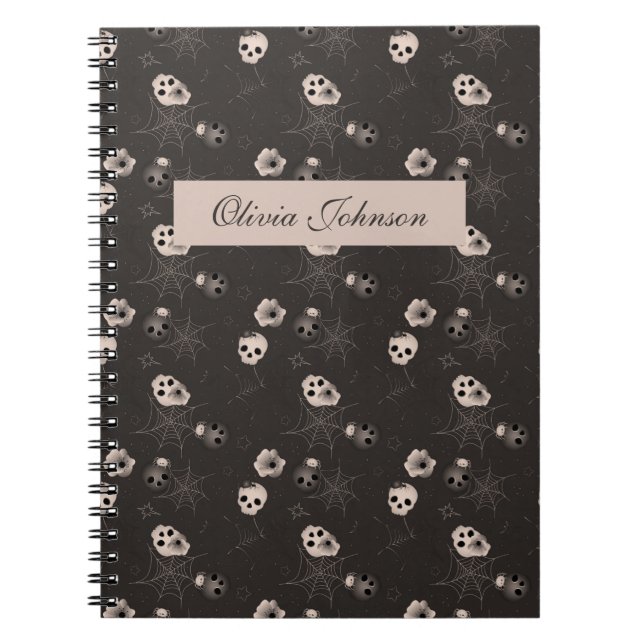     Halloween Black-and-white Skulls Modern Notebook (Front)