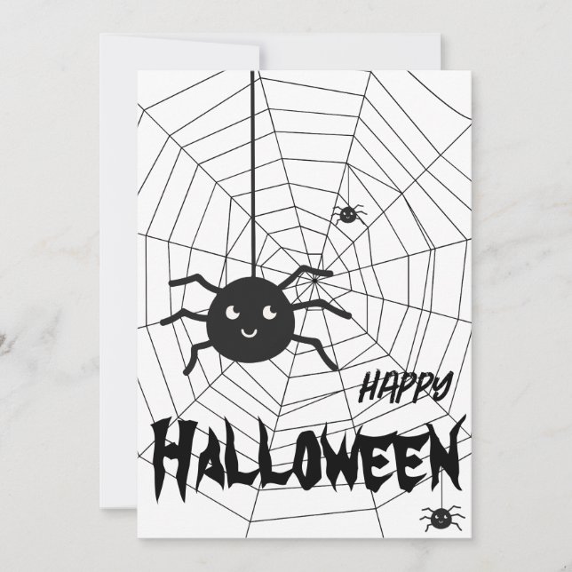 Halloween Black And White Spider Web Greeting Card (Front)