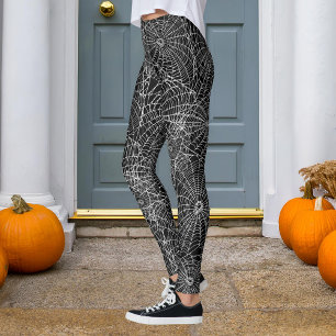 Halloween Black and White Spider Web Leggings