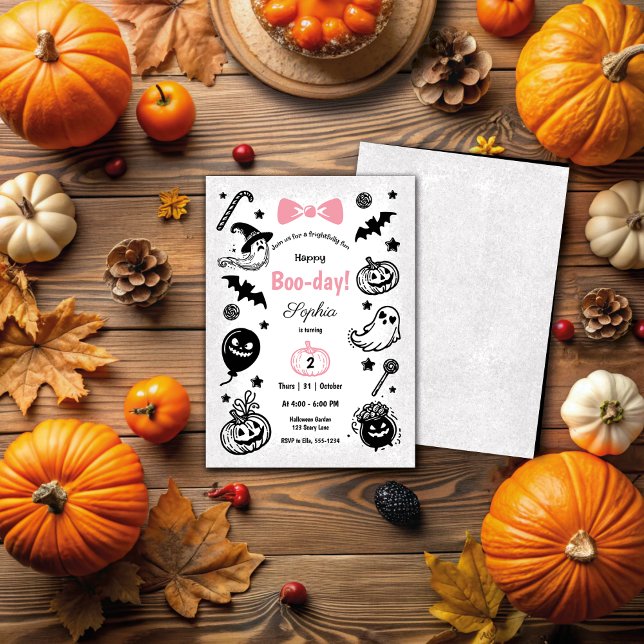 Halloween Black And White Spooky Girl Birthday  Invitation (Creator Uploaded)