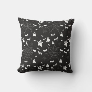 Halloween Black and white Spooky Pattern Cushion