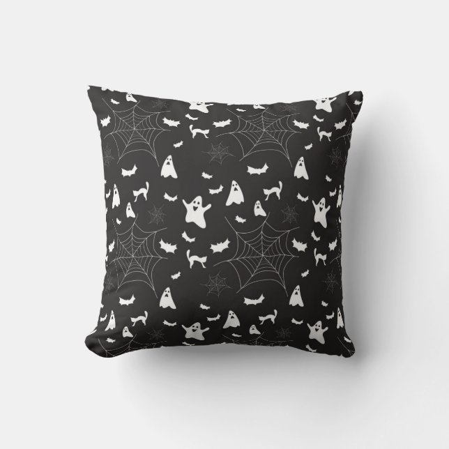  Halloween Black and white Spooky Pattern Cushion (Front)