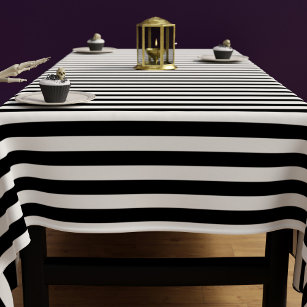 Halloween Black and White Stripe Pattern Tablecloth