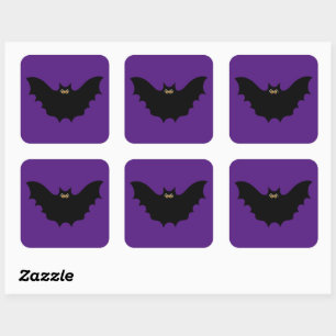 Halloween Black Bat Purple Apron Square Sticker