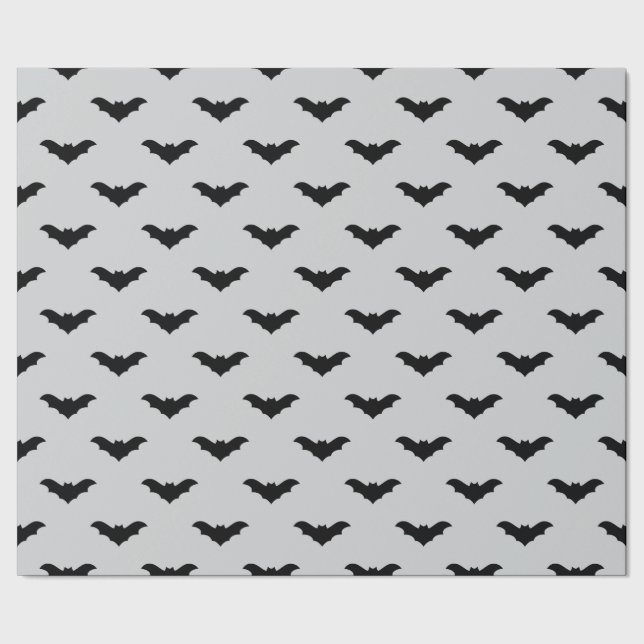 Halloween Black Bats Grey Seamless Wrapping Paper (Seam)