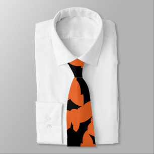 Halloween black bats orange cool spooky pattern tie