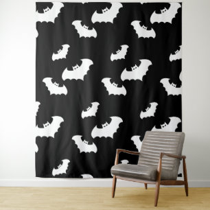 Halloween Black Bats Pattern Spooky Scary Tapestry