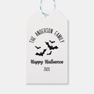 Halloween Black Bats Personalised Name Year Gift Tags