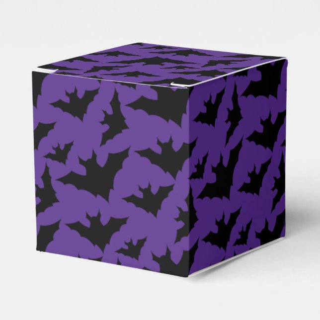 Halloween black bats purple cool spooky pattern favour box (Front Side)