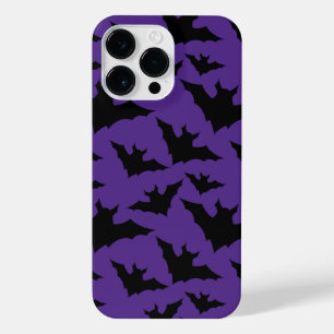 Halloween black bats purple cool spooky pattern iPhone 14 pro max case
