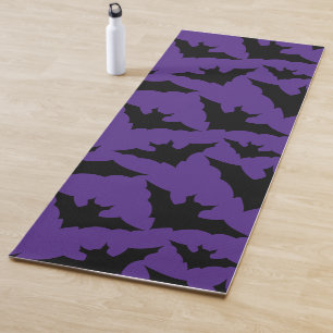 Halloween black bats purple cool spooky pattern yoga mat