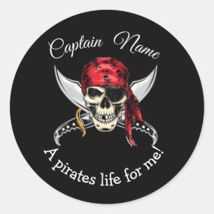 Halloween Black Captain Pirate Legend  Classic Round Sticker