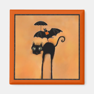Halloween Black Cat and Acrobat Magnet