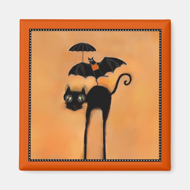 Halloween Black Cat and Acrobat Magnet (Front)