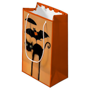 Halloween Black Cat and Bat Small Gift Bag