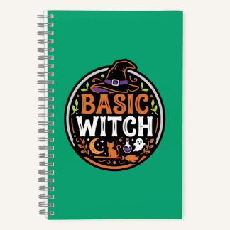 Halloween: black cat and ghost – Basic Witch. Notebook