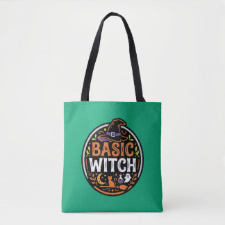 Halloween: black cat and ghost – Basic Witch. Tote Bag
