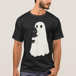 Halloween Black Cat And Ghost Cats Ghosts Retro T-Shirt