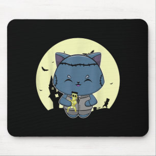 Halloween Black Cat And Magic Monster Doll For Mouse Pad