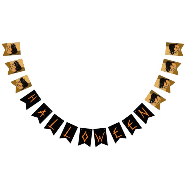 Halloween Black Cat and Pumpkin  Bunting (All)
