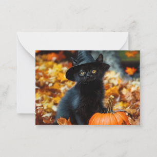 Halloween Black Cat and Pumpkin Card