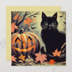 Halloween Black Cat and Pumpkin Card