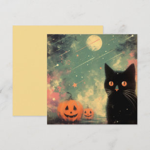 Halloween Black Cat and Pumpkin Card