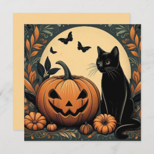 Halloween Black Cat and Pumpkin Card