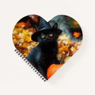 Halloween Black Cat and Pumpkin Notebook