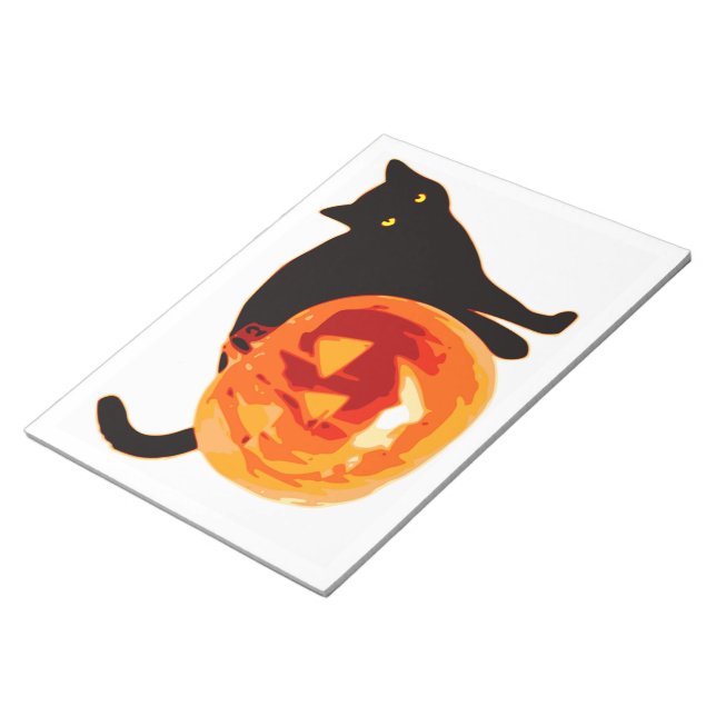 HALLOWEEN BLACK CAT AND PUMPKIN NOTEPAD (Angled)