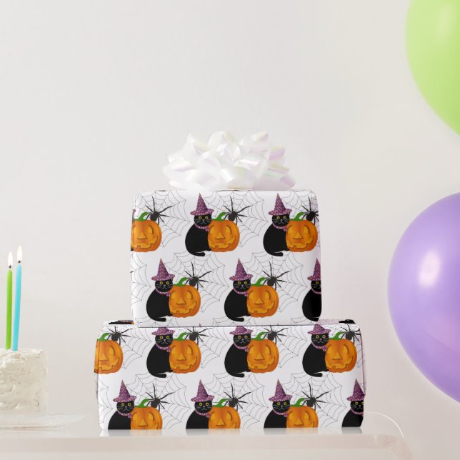 Halloween Black Cat and Pumpkin Pattern Craft  Wrapping Paper (Party Gifts)
