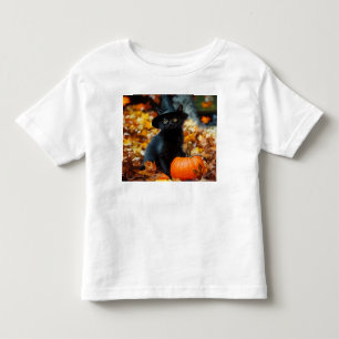 Halloween Black Cat and Pumpkin Toddler T-Shirt