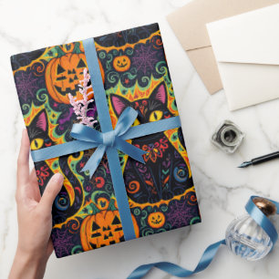 Halloween Black Cat and Pumpkin Wrapping Paper