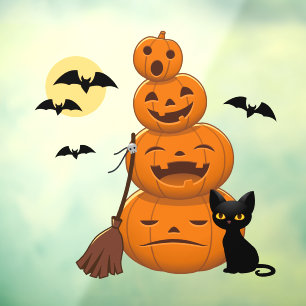Halloween Black Cat and Pumpkins Stack