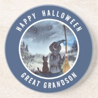 Halloween Black Cat and The Witch Starry Night