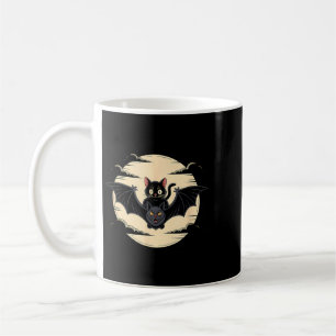 Halloween Black Cat Bat Full Moon Scary Night Coffee Mug