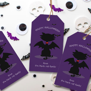 Halloween Black Cat Bat Trick or Treat Gift Tags