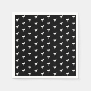 Halloween black cat black and white pattern paper napkin