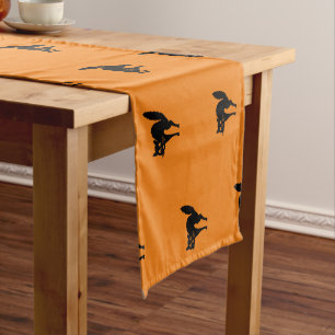 Halloween black cat black orange cute pattern short table runner