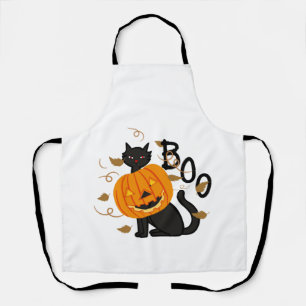 Halloween Black cat Boo Apron