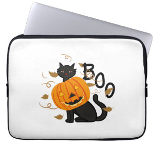 Halloween Black cat Boo Laptop Sleeve