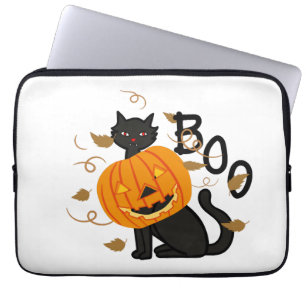 Halloween Black cat Boo Laptop Sleeve