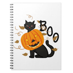 Halloween Black cat Boo Notebook