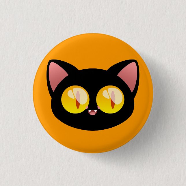 Halloween Black Cat Button (Front)