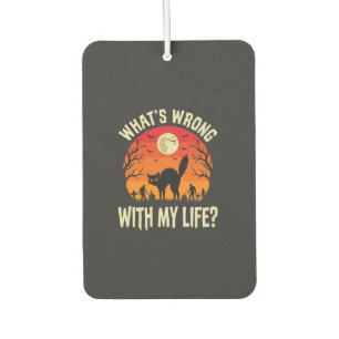 Halloween Black Cat Cemetery Horror Graphic Car Air Freshener