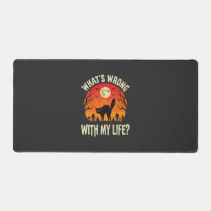 Halloween Black Cat Cemetery Horror Graphic Desk Mat
