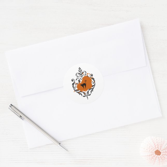 Halloween Black Cat Classic Round Sticker (Envelope)