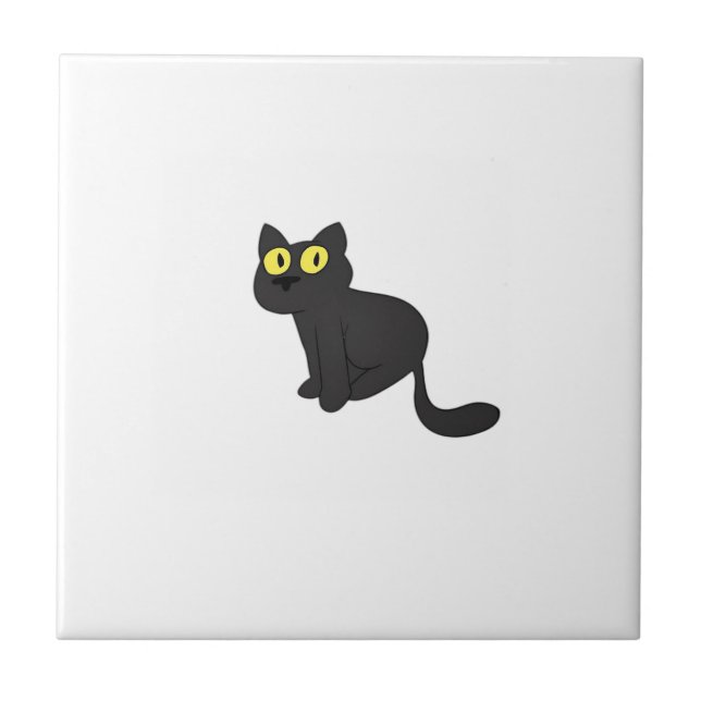 Halloween Black Cat Classic T-Shirt Ceramic Tile (Front)