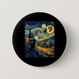 Halloween Black Cat Comma La Starry Night Art Kama 6 Cm Round Badge