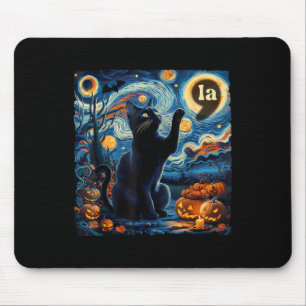 Halloween Black Cat Comma La Starry Night Art Kama Mouse Pad